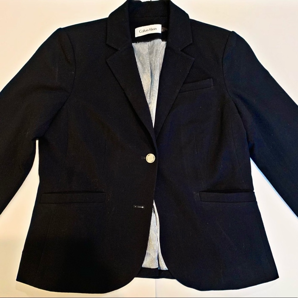 Calvin Klein Skirt Suit, Navy Blue, Size 8
